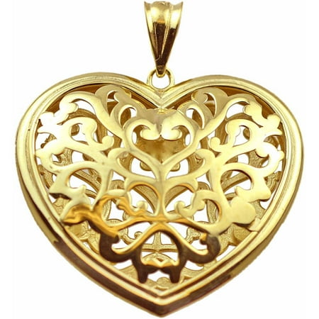 Handcrafted 10kt Yellow Gold Puffed Heart Charm Pendant