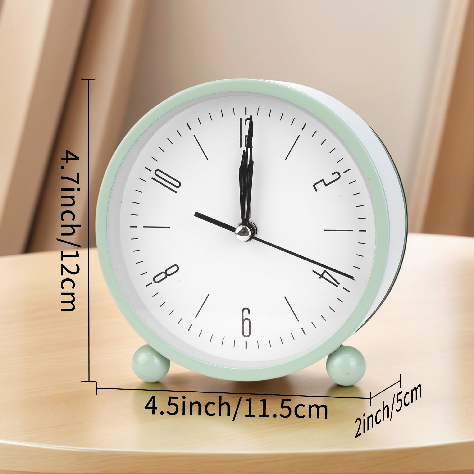Unique Bargains Retro Metal Casing Alarm Clock Green 4.5"L x 2.0"W x 4.7"H