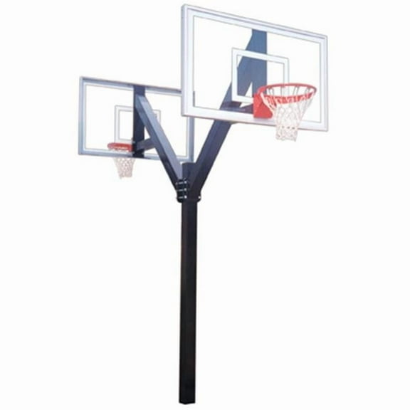 Legend Jr. Select Dual Steel-AcrylicDouble Sided In Ground Fixed Height Basketball System, Desert Gold