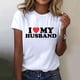 thumbnail image 2 of Gibobby Playera de Manga Corta con Cuello Redondo Camiseta manga corta con cuello redondo y estampado divertidas para mujer I Love My Husband(Blanco,G), 2 of 5