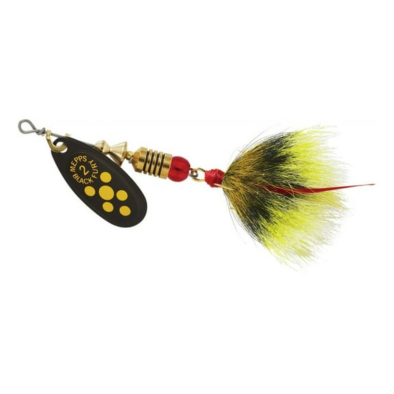Mepps Black Fury Dressed Size 2 - 1/6 oz Yellow Dot