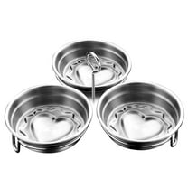 Stainless Steel Egg Poacher Cooker with 3 Nonstick Cups Convenient Rack and Heat Handle for Breakfast