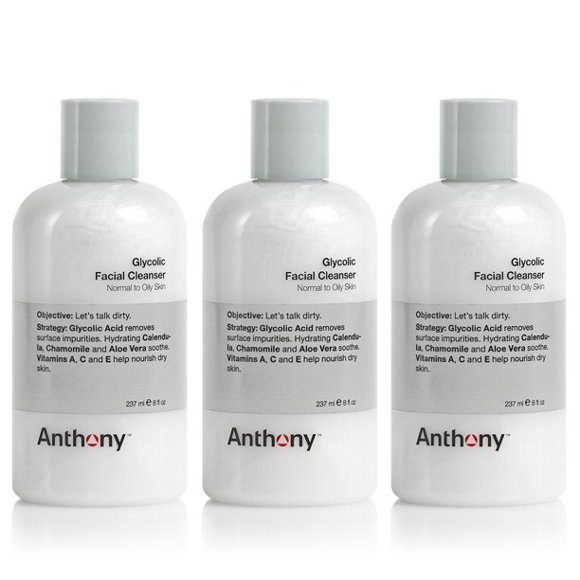 Anthony Glycolic Facial Cleanser 8 oz (Pack of 3)