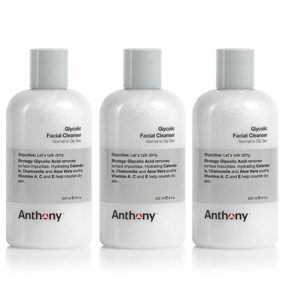 Anthony Glycolic Facial Cleanser 8 oz (Pack of 3)