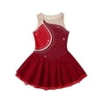 thumbnail image 3 of Haitryli Kids Girls Figure Ice Skating Dress Ballet Dance Dress Mesh Splice Lyrical Dancewear Red 12, 3 of 7