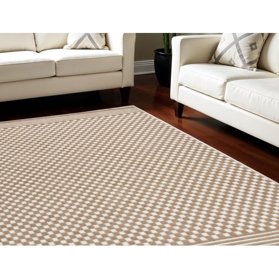 7' X 9' Brown Geometric Area Rug