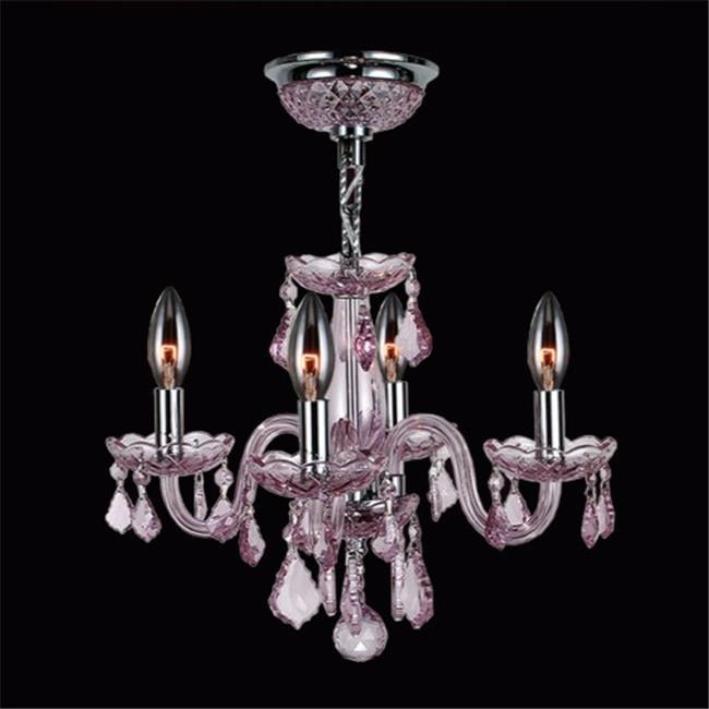 Clarion Collection 4 Light Chrome Finish and Pink Crystal Chandelier 16
