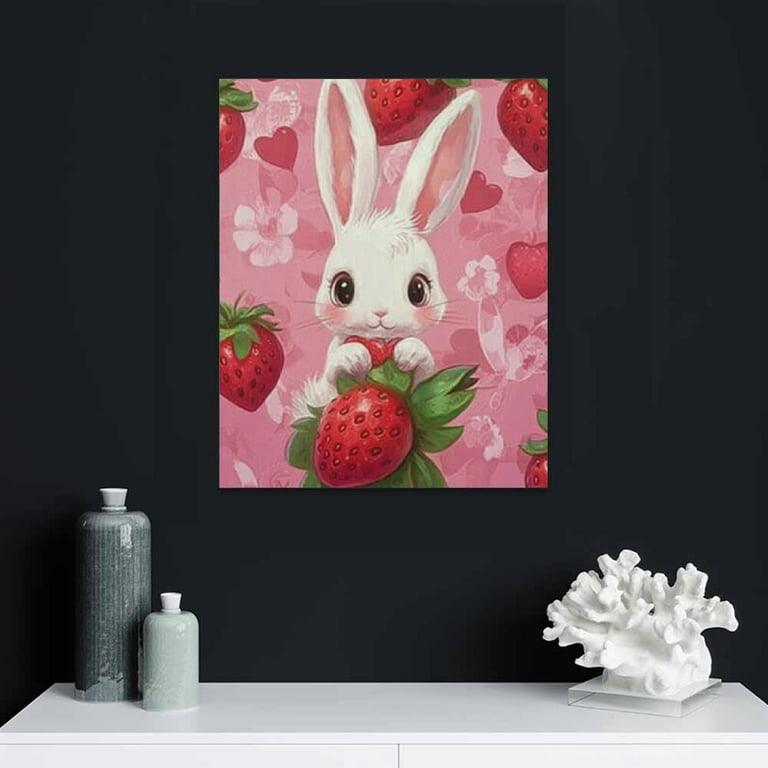 Creowell Bunny Strawberry Wallpaper Canvas Wall Art Home Decor