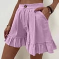 thumbnail image 2 of RYRJJ Women's Summer Shorts Fashion Linen High Waisted Wide Leg Short Casual Beach Ruffle Lounge Short Pants with Pockets(Light Purple,M), 2 of 8