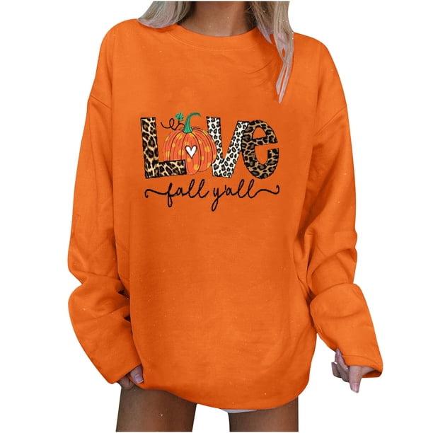 Camiseta de manga larga con estampado de cuello redondo informal para mujer de Acción de Gracias Pompotops gfhjh9970