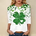 thumbnail image 2 of felwors Women St Patricks Day Shirt 3/4 Sleeve Tshirt Blouses Funny Shamrock Irish Shirts Tops Outfits Clothes (White, S), 2 of 4