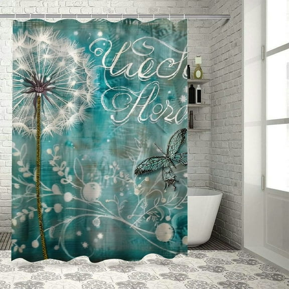Orinice Dandelion Bathroom Decor Set, Colorful Luxurious Graphic Print Polyester Fabric Shower Curtain Set with Hooks 36x72