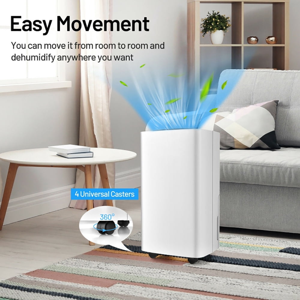 Topcobe 24 Pints 1500 Sq Ft Portable Dehumidifier for Medium To Large Spaces, Quiet Bladeless Floor Powerful Fan for Room Office, White