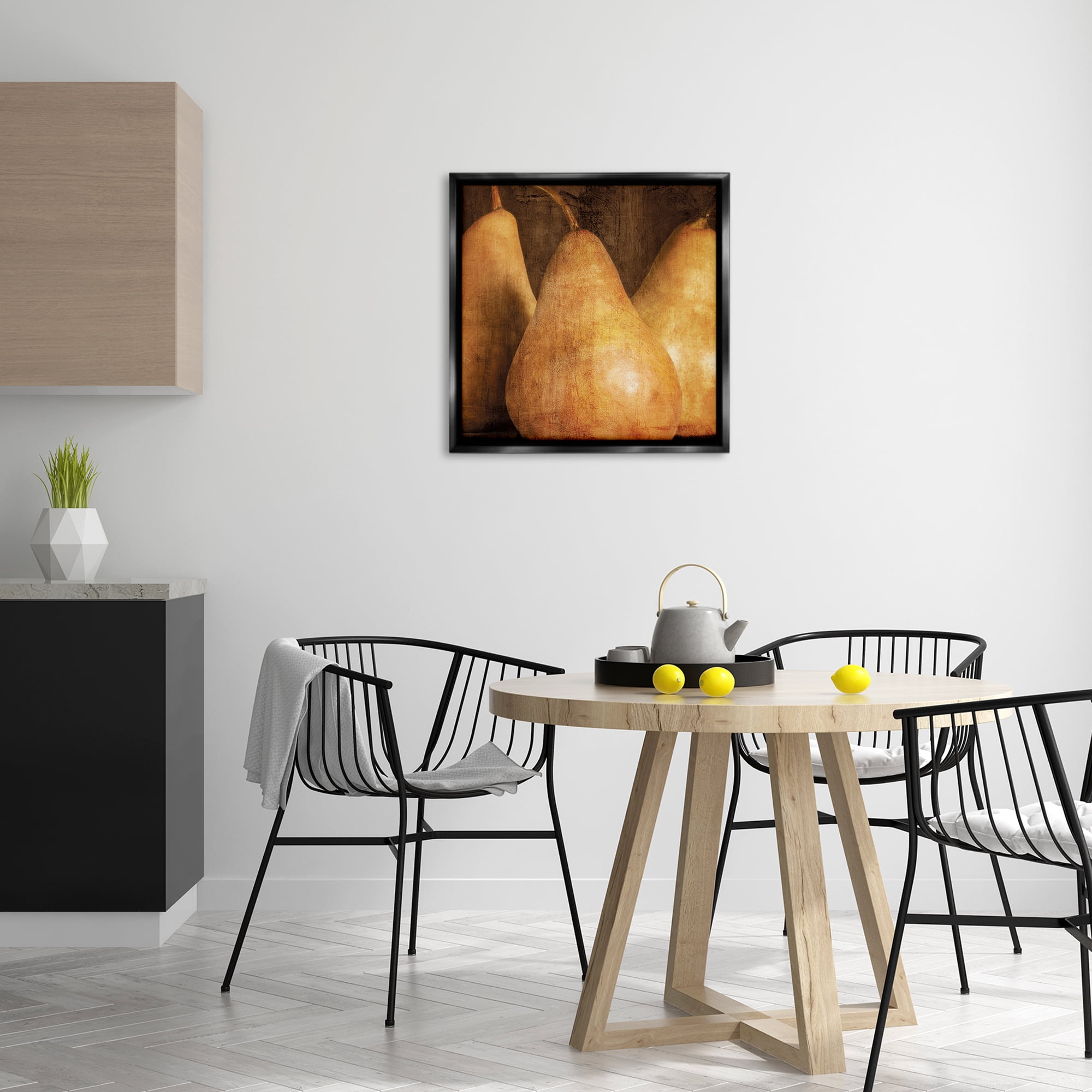 Stupell Industries Rustic Vintage Pears Food & Beverage Painting Black Floater Framed Canvas Art Print Wall Art, 25 x 25