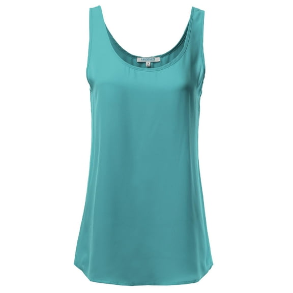 FashionOutfit Women's Solid Basic Chiffon Sleeveless Tank Top