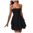 thumbnail image 1 of Vestido sin mangas y sin espalda con lazo para mujer - Vestido informal midi de corte A en color liso, 1 of 4