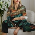 thumbnail image 6 of Honeii Realistic Colorful Chameleon print Women's Pajama Sets Long Sleeve Button Down Sleepwear Nightwear Soft Pjs Lounge Sets-Medium, 6 of 7