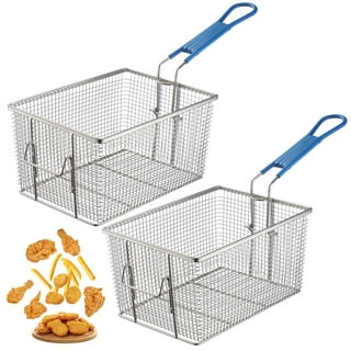 WeChef 2Pcs Deep Fryer Basket with Divider Heavy Duty Construction Fryer  Basket with Non-slip Handle for Commercial Restaurant Roadside Stall Red