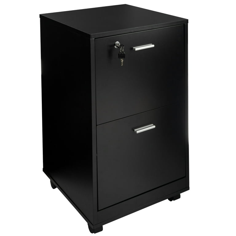 Lavish Home 2 Drawer File Cabinet with Lock and Rolling Wheels
