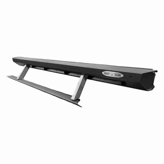 Fits 2018-2023 Jeep Wrangler JL Rockslide Engineering Running Board BD-SS-300-JL4D Step Slider; Powder Coated; Textured Black; Steel; Unlighted; Rocker Panel Mount