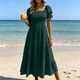 thumbnail image 7 of Bxsruta Womens Maxi Dresses Square Neck Puff Sleeve Smocked Flowy Casual Sundress, 7 of 7