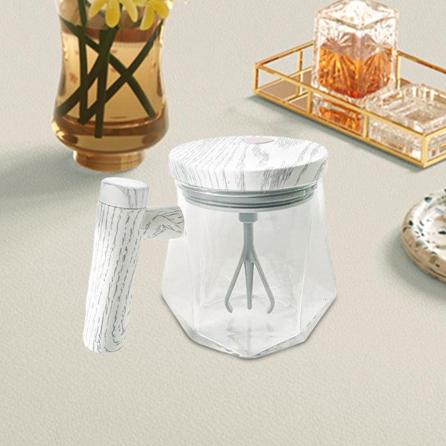 Taza Mezcladora Eléctrica, Taza Mezcladora Automática para Café, Té, Leche, Vaso Agitador Automático de Vidrio Portátil a Prueba de Fugas con Tapa Par Claro