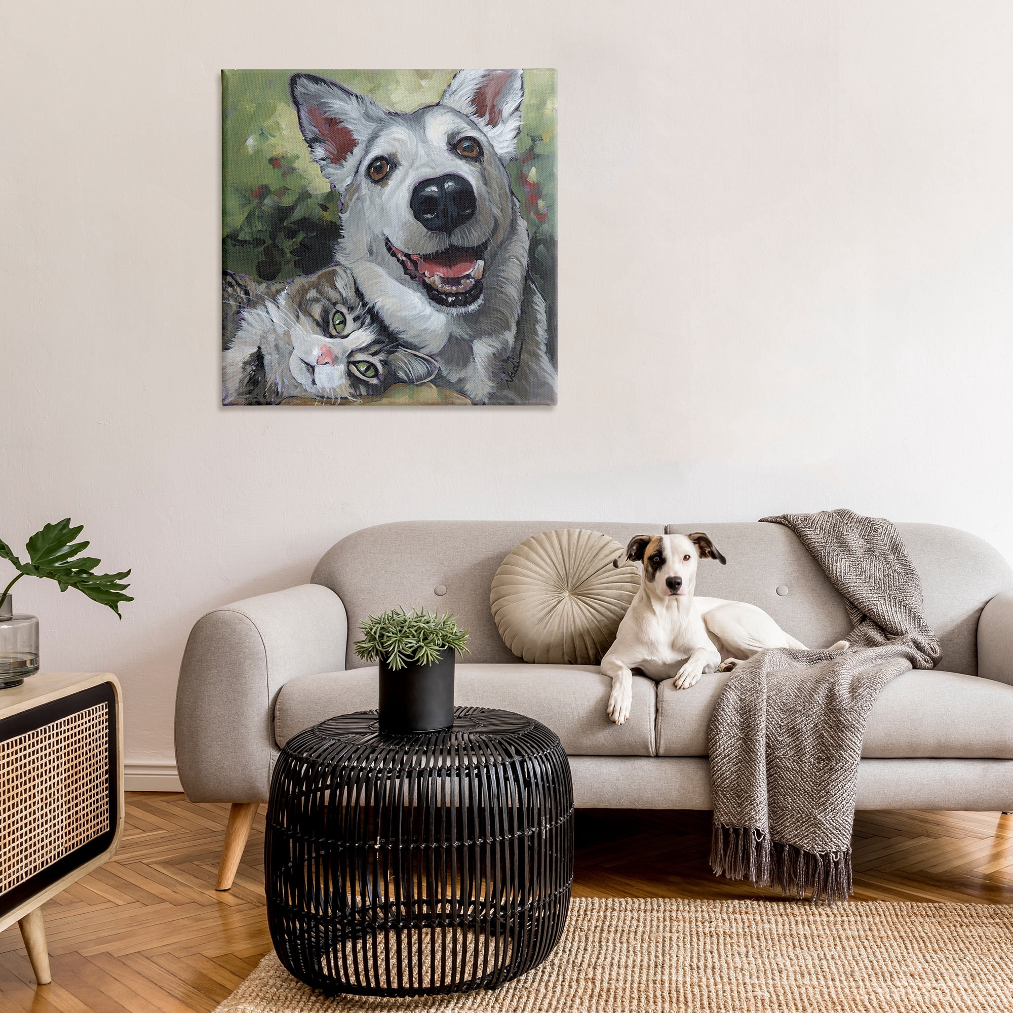 Stupell Industries Dog & Cat Friendship Animals & Insects Painting Gallery Wrapped Canvas Art Print Wall Art, 36 x 36