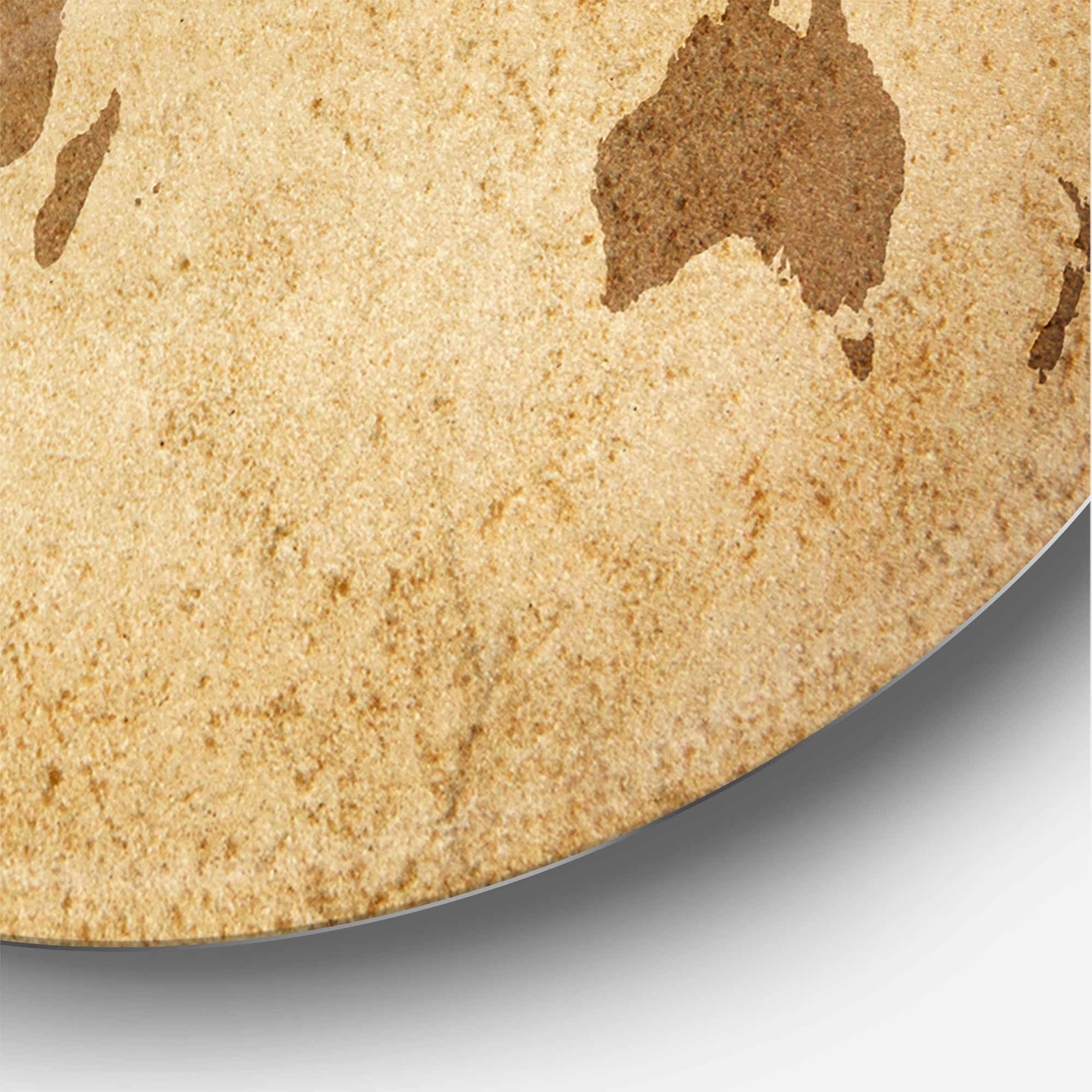 Designart 'Ancient World Map V' Vintage Circle Metal Wall Art 11x11 - Disc of 11