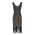 thumbnail image 3 of Vestido retro de lentejuelas, vestido con borlas y cuentas, vestido corto de banquete de alta gama, 3 of 6