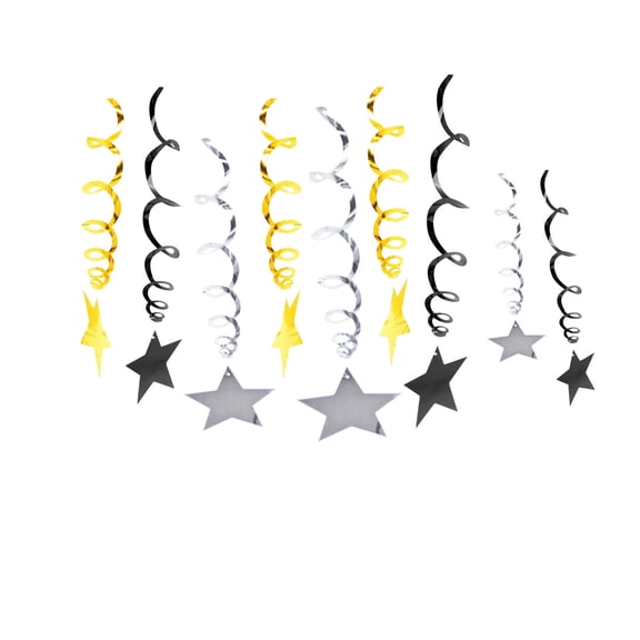 4th of July Ceiling Decor, Set of 24 PVC Spiral Star Ceiling Drops for Party and Holiday Decoration, Colorful Hanging Streamers for Independence Day Birthday and Event Scene Arrangement