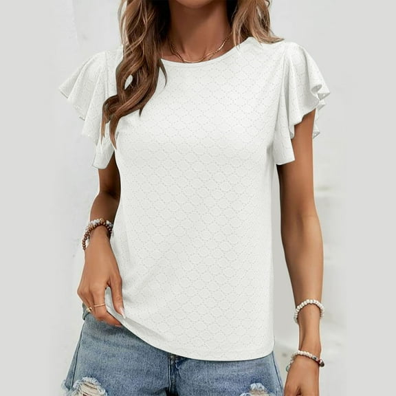 SNKSDGM Women's Plus Casual Easter Shirt Womens Tops Long Sleeve Petite Women Fashion Solid Sleeve Round Neck Base Shirt Short Sleeve T Shirt Top Tops for Women Plus Size Trendy