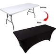 thumbnail image 3 of LINKPAL 2 Packs Stretch Spandex Tablecloth 6ft Fitted Rectangular Stretchable Elastic White Table Cover Fitted Washable Tablecloth for Wedding Party Exhibitions Cocktail Bar Patio Craft Table Cover, 3 of 4