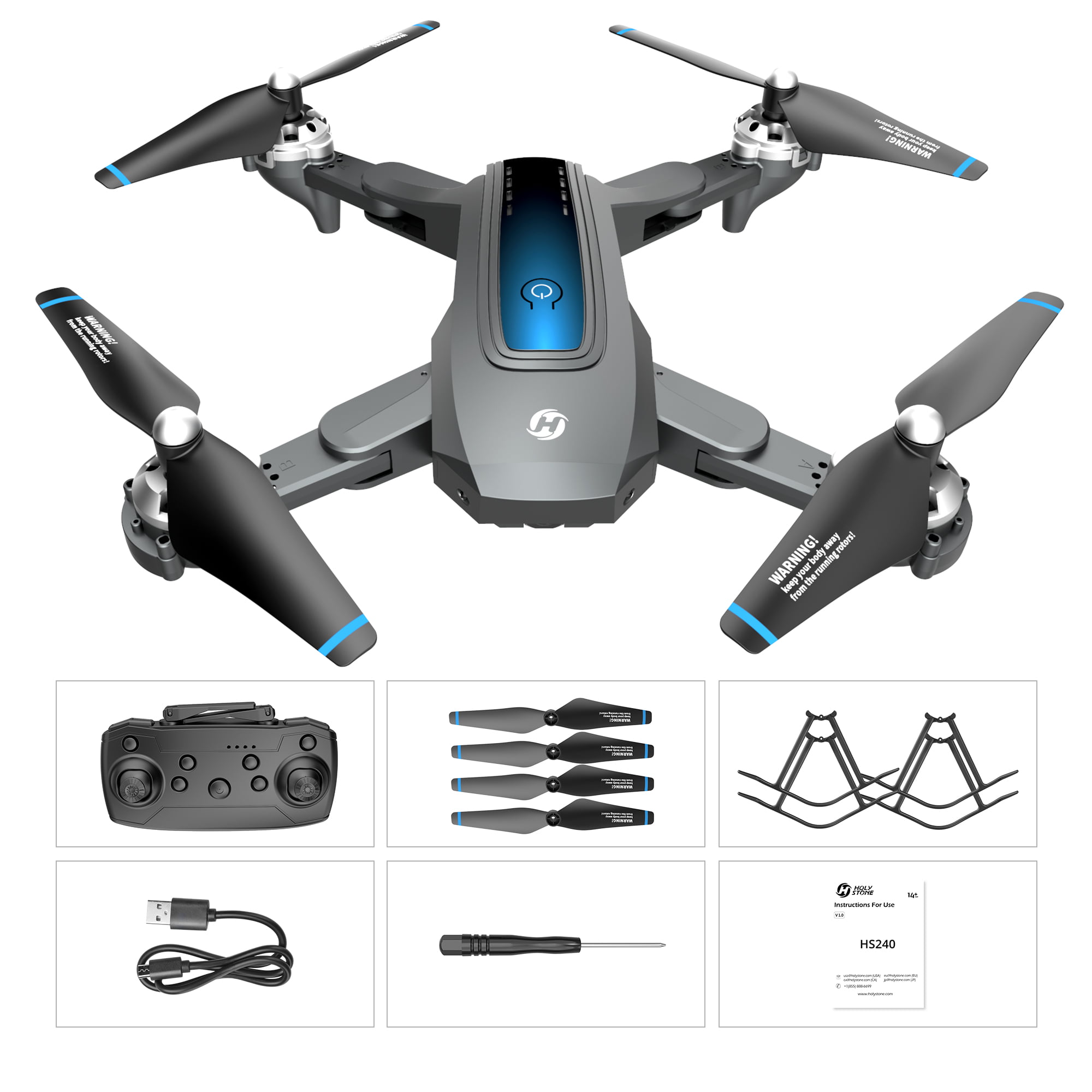 Details about   Holy Stone HS240/D10 Foldable FPV Drone with Camera 720P Quadcopter 2 Batteries
