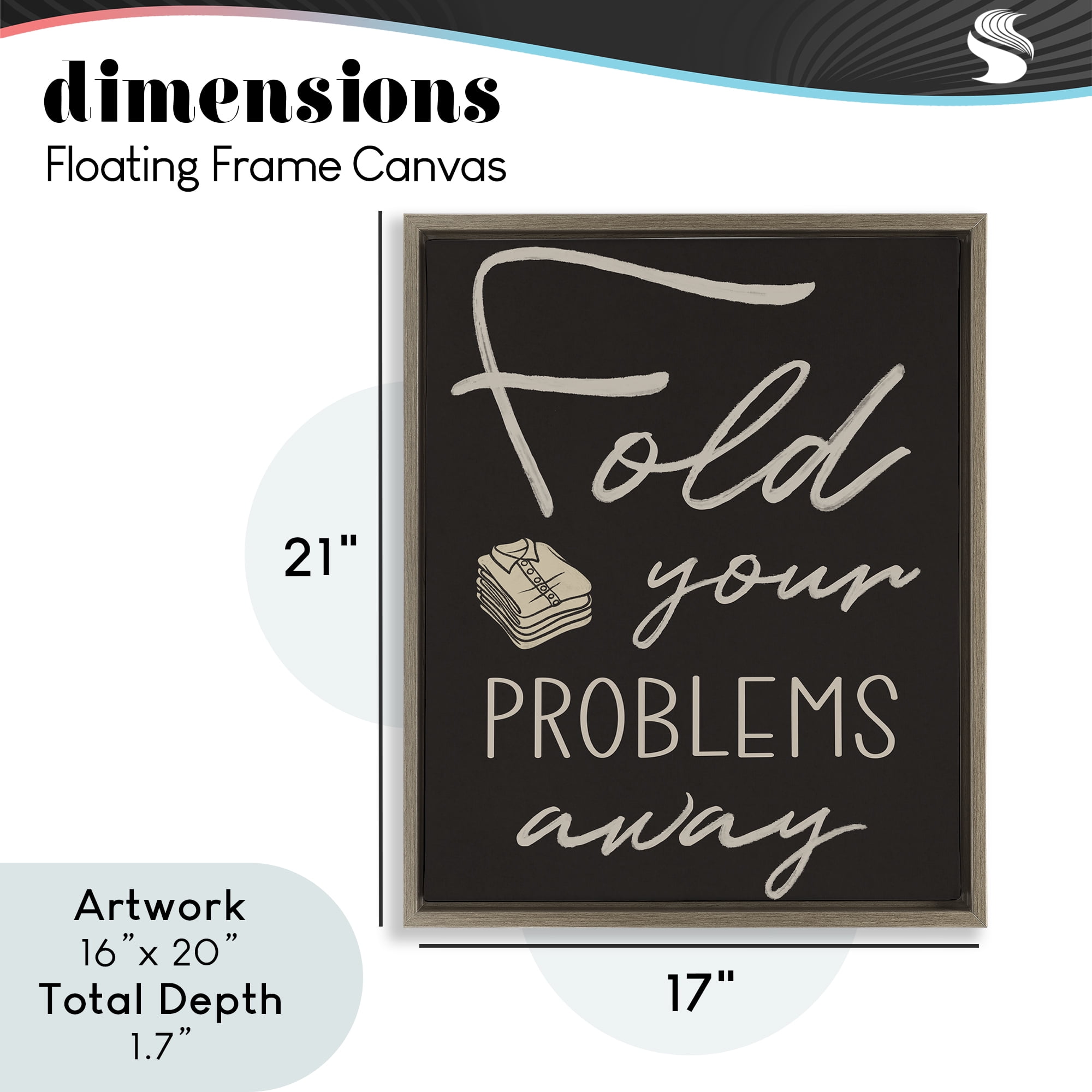 Fold Your Problems Away Brown Framed Floater Canvas Wall Art, design by Marcus Prime