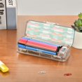 thumbnail image 7 of Plastic Pencil Box Large Capacity Pencil Boxes Clear Boxes with Snap-Tight Lid Stylish Office Supplies Storage Organizer Box Pastel Green and Peach Bows, 7 of 7