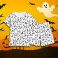 thumbnail image 2 of Shadoumai Boys Girls Kids Halloween Outfits DIY Black White Doodle T Shirt Shorts Loose Cut Soft Fabric Daily Activity Clothes Ages 2–12 Kid Creative Print Outfit, 2 of 5