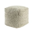 thumbnail image 6 of Ox Bay Shiela Square Ivory/Green Distressed Indoor Pouf Ottoman, 18"H x 18"W, 6 of 7