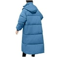 thumbnail image 4 of AGWOLF Long Puffer Jacket Women Thicken Long Sleeve Hooded Parka Winter Warm Stand Collar Zip Up Coats Windproof Outdoor Thermal Outwear, 4 of 4