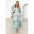 thumbnail image 3 of Womens Bohemian Off Shoulder Floral Print Pleated Maxi Dress (S, MultiYellow), 3 of 8