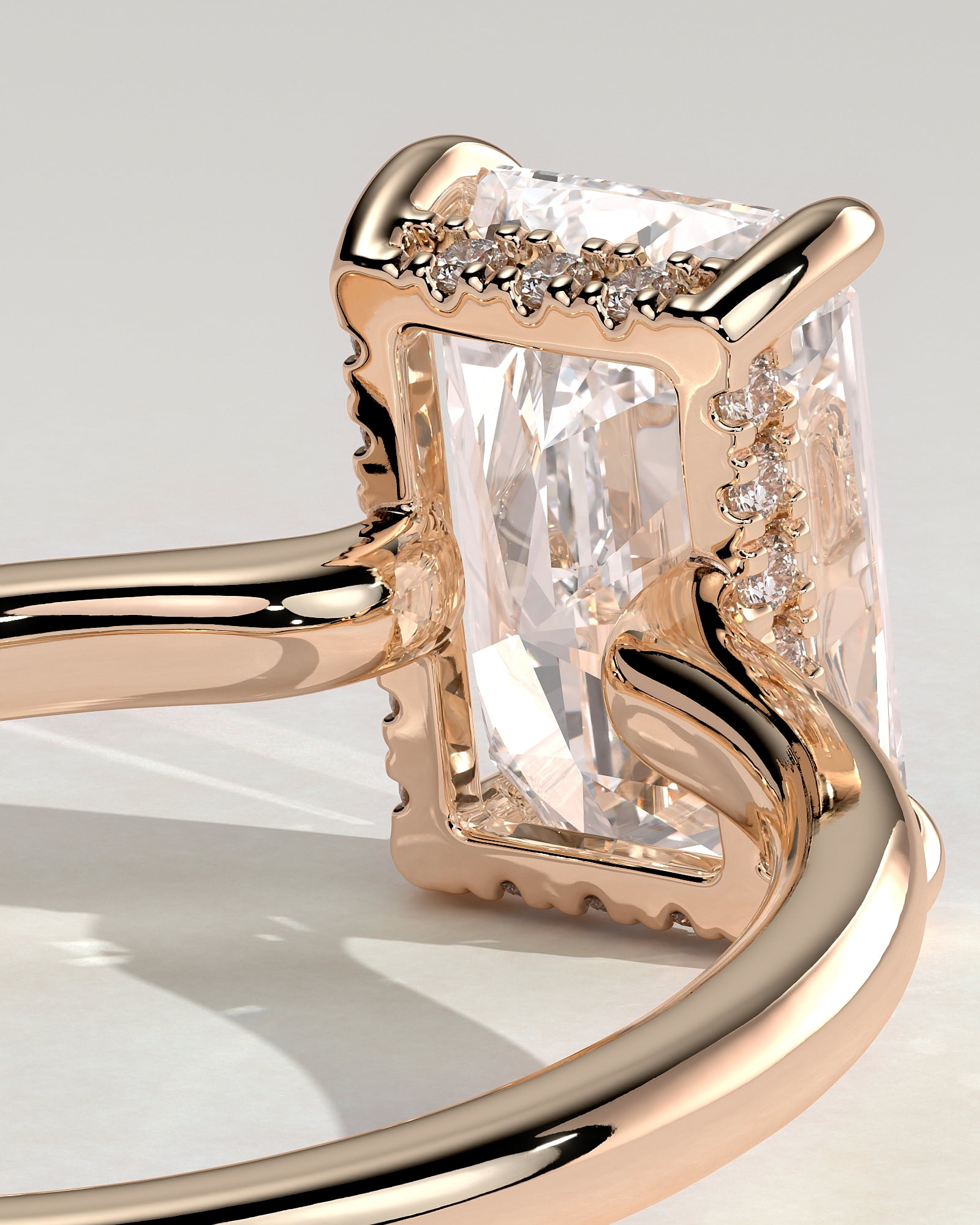 CAPRICARATS 2.00Ct Radiant Cut Moissanite Floating Low-Set Solitaire Engagement Ring – Hidden Halo Flush Design in 18K Rose Gold for Women