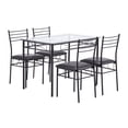 thumbnail image 5 of 5 Pieces Dining Room Set, Modern Dining Table Set with 4 PU Upholstered Chairs, Dining Table and Chairs Set, Metal Frame and Glass Top Table Kitchen Furniture Set for Dining Room, Black, 5 of 9