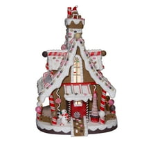 Kurt Adler Lighted Christmas Clay Gingerbread House Decoration, 12"