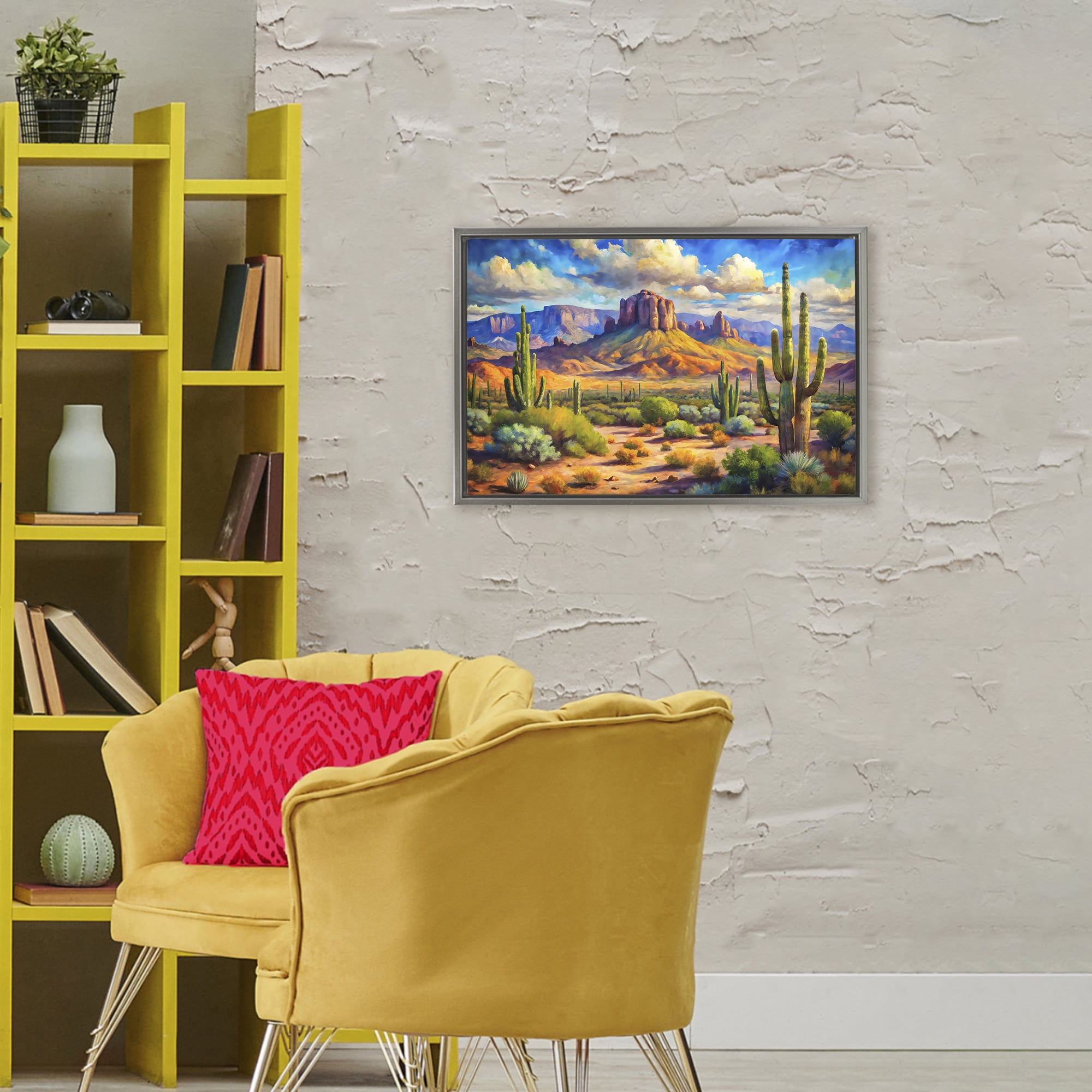 Stupell Industries Majestic Saguaro Desert Landscape Gray Framed Floater Canvas Wall Art, design by Creative Studio