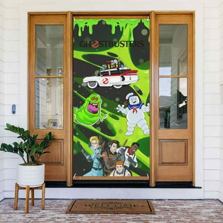 Ghostbusters Door Cover Decorated Banner Tapestry Home Decoration Holiday Party Supplies Door Banner Porch Sign Banner 72.8 x 35.4 Inch