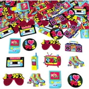 90's Party Confetti, 200pcs Back to The 90s Party Decorations Double-Sided Printing Confetti, Throwback 90s Theme Party Decorations for Adults 90s Hip Hop Rock Hippie Disco Retro Party