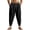 Black, variant on Mens Linen Harem Pants Fasion Boho Print Elastic Waist Drawstring Trousers Casual Wide Leg Tapered Pant