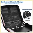 thumbnail image 4 of Zipper Binder with Shoulder Strap 2 inch 3 Ring Waterproof File Folder Organizer Bag 500 Sheet Pink Flamingos with Golden Dot, 4 of 8
