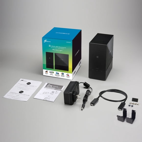 Mediasonic Raid USB 3.2 2 Bay 2.5 & 3.5 SATA Hard Drive Enclosure - USB 3.2 Gen 2 10Gbps Type C Support 22TB HDD (HUR5-SU31C)