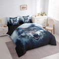 thumbnail image 3 of Feelyou 3D Wolf Animal Bedding Comforter Set 7pcs for Boy, Jungle Tree Botanical King Bedding Sets, Rustic Farmhouse Theme Reversible Bed Sheets, Super Cozy Room Decor, 3 of 8