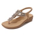 thumbnail image 2 of GUANGHONG Sandals for Womens Studded Crystal Shoes Wedges Elastic Strap Roman Sandals, 2 of 9
